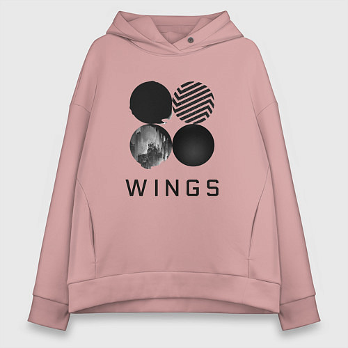 Женское худи оверсайз BTS Wings / Пыльно-розовый – фото 1