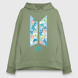 Толстовка оверсайз женская BTS Army Floral, цвет: авокадо