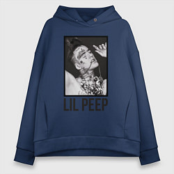 Толстовка оверсайз женская Lil Peep: Black Style, цвет: тёмно-синий