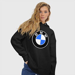 Толстовка оверсайз женская Logo BMW, цвет: черный — фото 2