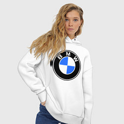 Толстовка оверсайз женская Logo BMW, цвет: белый — фото 2