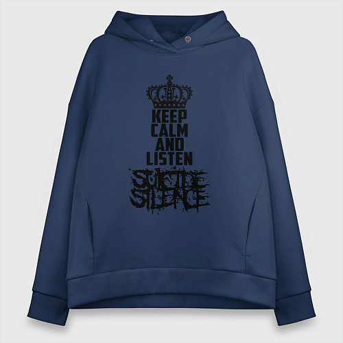 Женское худи оверсайз Keep Calm & Listen Suicide Silence / Тёмно-синий – фото 1
