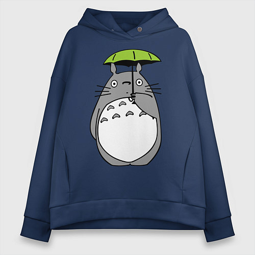 Женское худи оверсайз Totoro с зонтом / Тёмно-синий – фото 1