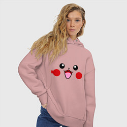 Толстовка оверсайз женская Happy Pikachu, цвет: пыльно-розовый — фото 2