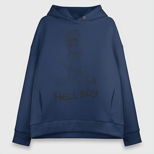 Женское худи оверсайз Bart: Hell Boy / Тёмно-синий – фото 1