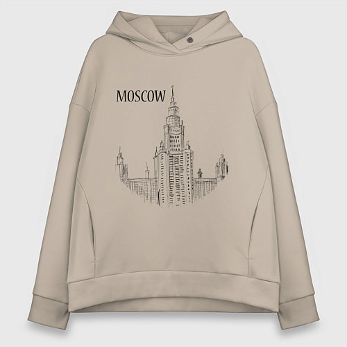 Женское худи оверсайз Moscow MSU / Миндальный – фото 1