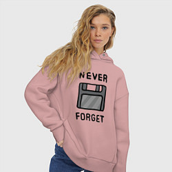 Толстовка оверсайз женская Never Forget, цвет: пыльно-розовый — фото 2