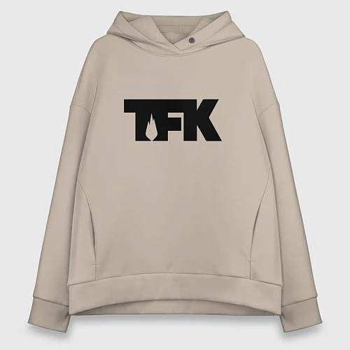 Женское худи оверсайз TFK: Black Logo / Миндальный – фото 1