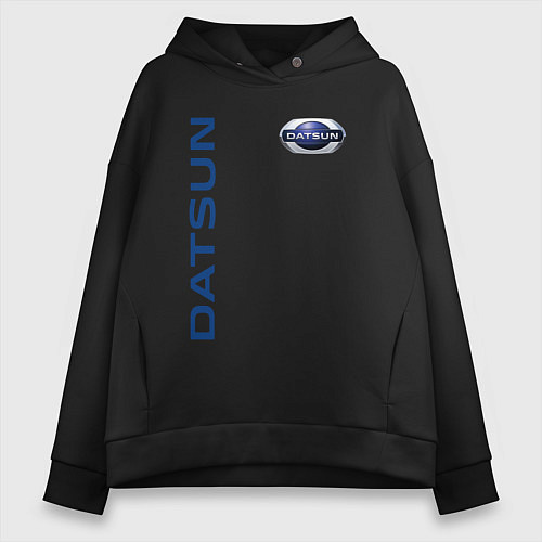 Женское худи оверсайз Datsun логотип с эмблемой / Черный – фото 1