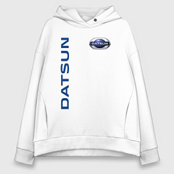 Толстовка оверсайз женская Datsun логотип с эмблемой, цвет: белый