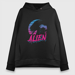 Толстовка оверсайз женская Alien: Retro Style, цвет: черный