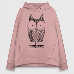 Толстовка оверсайз женская Owl grafic, цвет: пыльно-розовый