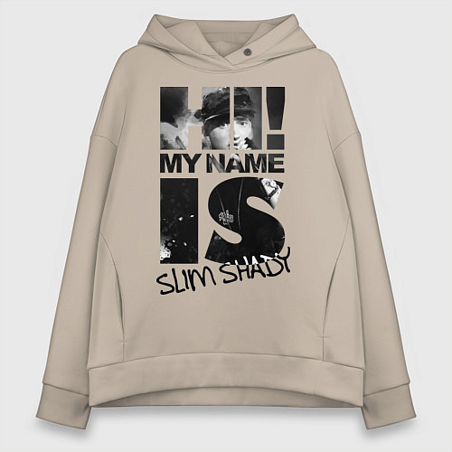 Женское худи оверсайз My name is slim shady / Миндальный – фото 1
