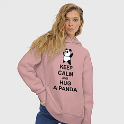 Толстовка оверсайз женская Keep Calm & Hug A Panda, цвет: пыльно-розовый — фото 2