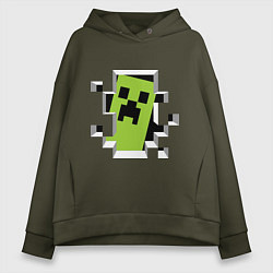 Толстовка оверсайз женская Crash Minecraft, цвет: хаки