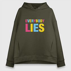 Толстовка оверсайз женская Everybody Lies, цвет: хаки