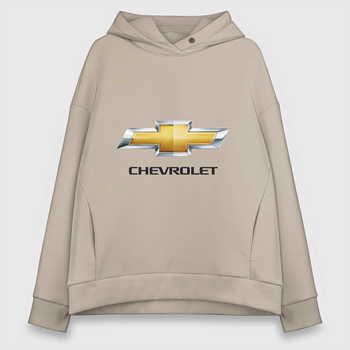 Женское худи оверсайз Chevrolet логотип / Миндальный – фото 1
