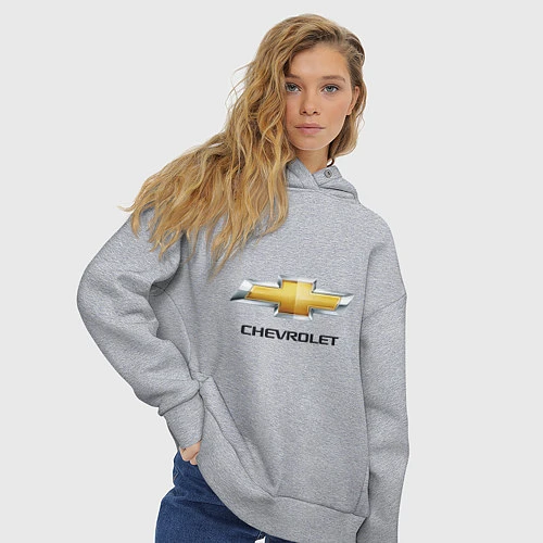 Женское худи оверсайз Chevrolet логотип / Меланж – фото 3
