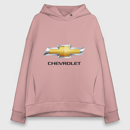 Женское худи оверсайз Chevrolet логотип / Пыльно-розовый – фото 1