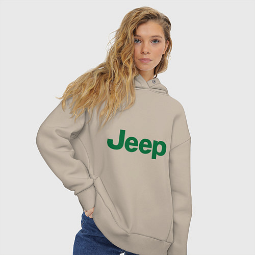 Женское худи оверсайз Logo Jeep / Миндальный – фото 3