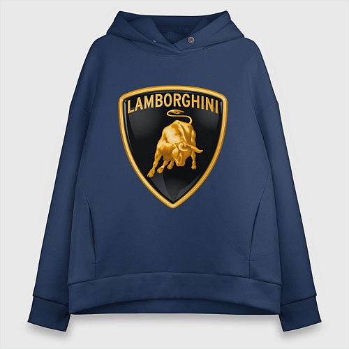 Женское худи оверсайз Lamborghini logo / Тёмно-синий – фото 1