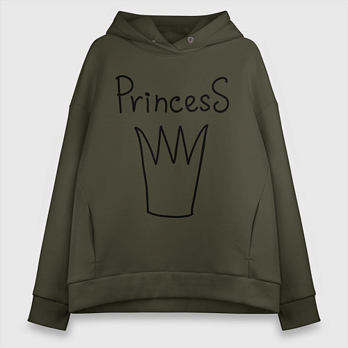Женское худи оверсайз PrincesS picture / Хаки – фото 1