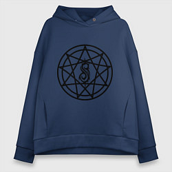 Толстовка оверсайз женская Slipknot Pentagram, цвет: тёмно-синий