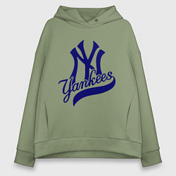 Толстовка оверсайз женская NY - Yankees, цвет: авокадо