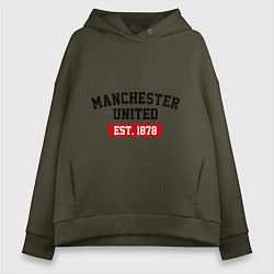 Толстовка оверсайз женская FC Manchester United Est. 1878, цвет: хаки