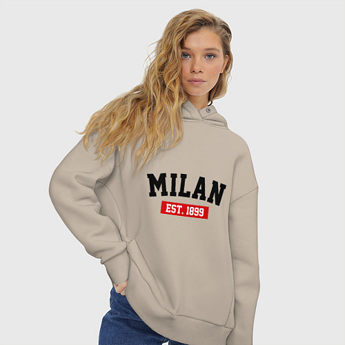 Женское худи оверсайз FC Milan Est. 1899 / Миндальный – фото 3