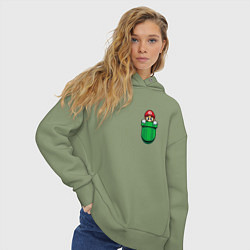 Толстовка оверсайз женская Марио в кармане, цвет: авокадо — фото 2