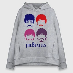 Толстовка оверсайз женская The Beatles faces, цвет: меланж