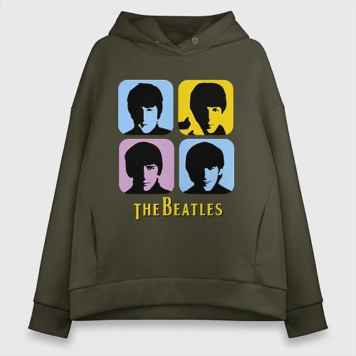 Женское худи оверсайз The Beatles: pop-art / Хаки – фото 1