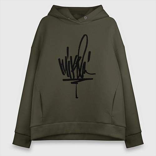 Женское худи оверсайз Mike Shinoda: autograph / Хаки – фото 1