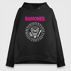 Толстовка оверсайз женская Ramones Boyband, цвет: черный