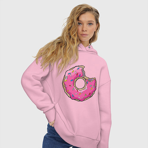 Женское худи оверсайз Пончик Гомера / Светло-розовый – фото 3