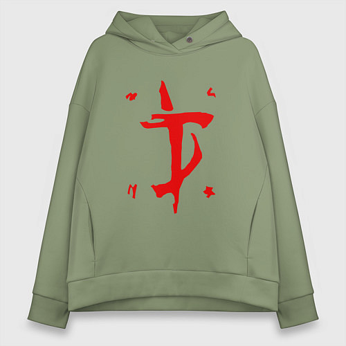 Женское худи оверсайз MARK OF THE DOOM SLAYER / Авокадо – фото 1