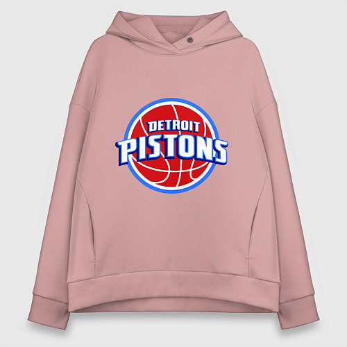 Женское худи оверсайз Detroit Pistons - logo / Пыльно-розовый – фото 1