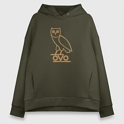 Толстовка оверсайз женская OVO Owl, цвет: хаки