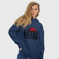 Толстовка оверсайз женская Guns n Roses: rose, цвет: тёмно-синий — фото 2