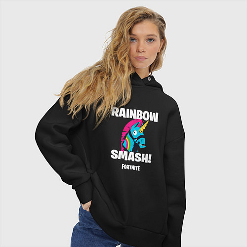 Женское худи оверсайз Rainbow Smash / Черный – фото 3