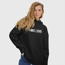 Толстовка оверсайз женская FAKE LOVE, цвет: черный — фото 2