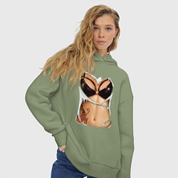 Толстовка оверсайз женская Кожаный бюст, цвет: авокадо — фото 2