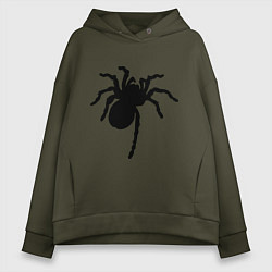 Толстовка оверсайз женская Черный паук, цвет: хаки