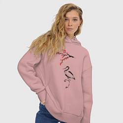 Толстовка оверсайз женская Японский стиль, цвет: пыльно-розовый — фото 2