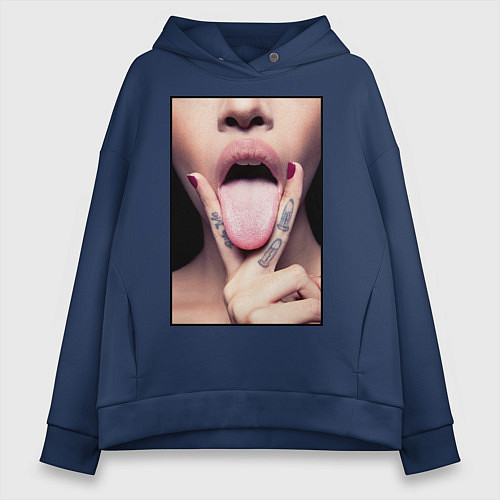 Женское худи оверсайз Кунилингус / Тёмно-синий – фото 1