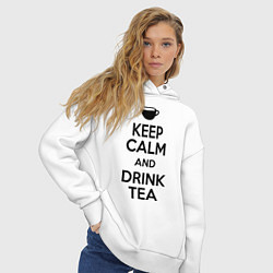 Толстовка оверсайз женская Keep Calm & Drink Tea, цвет: белый — фото 2