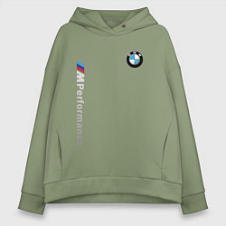 Толстовка оверсайз женская BMW M PERFORMANCE БМВ, цвет: авокадо