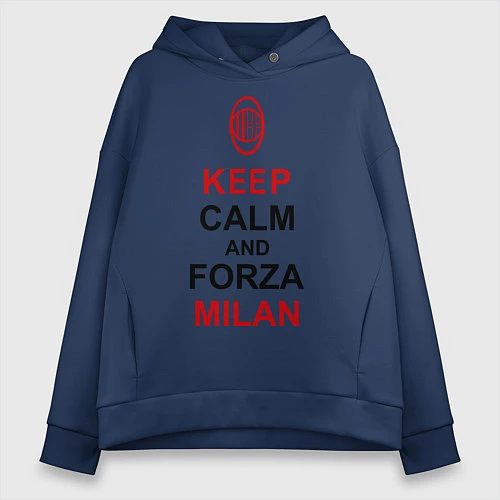 Женское худи оверсайз Keep Calm & Forza Milan / Тёмно-синий – фото 1