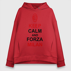 Толстовка оверсайз женская Keep Calm & Forza Milan, цвет: красный